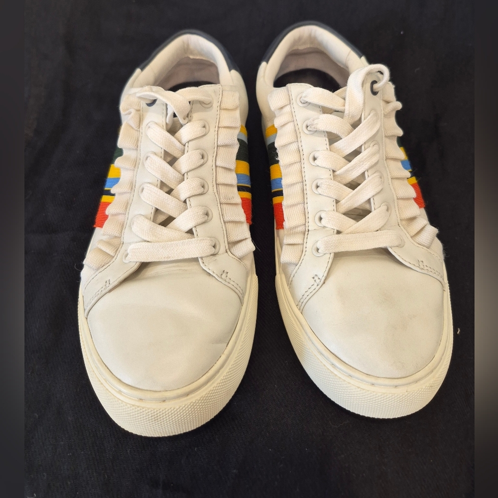 TORY Burch  Ruffle & Striped Women’s 8.5 Sneakers Lace Up - Picture 2 of 10